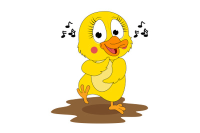 cute duck animal cartoon dancing