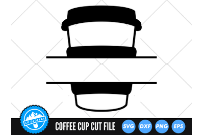 Coffee Cup Monogram SVG | Coffee Split Name Frame Cut File