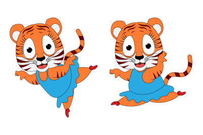 cute tiger animal cartoon ballerina