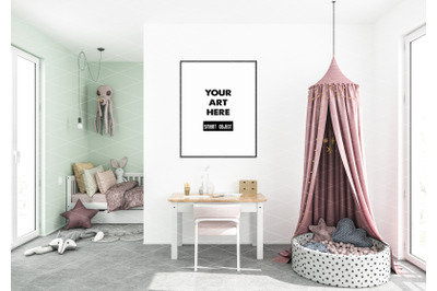 Interior scene artwork background frame mockup