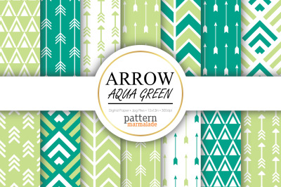 Arrow Aqua &amp; Lime Green Digital Paper - S0508
