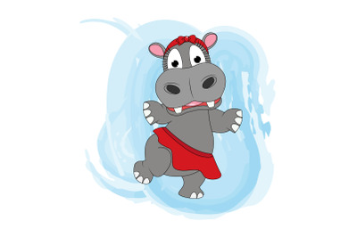 cute hippo animal cartoon