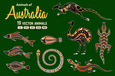 Australian animals, vector icons