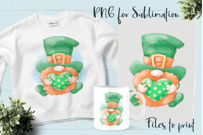 Gnomes for St. Patrick&#039;s Day sublimation. Design for printing.