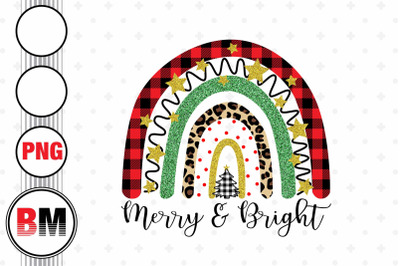 Merry and Bright Christmas Rainbow PNG Files