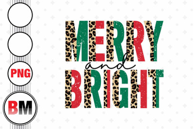 Distressed Half Leopard Merry and Bright PNG Files