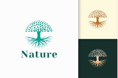 Circle Tree Logo With Root