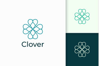 Clover Logo in Line and Love Shape