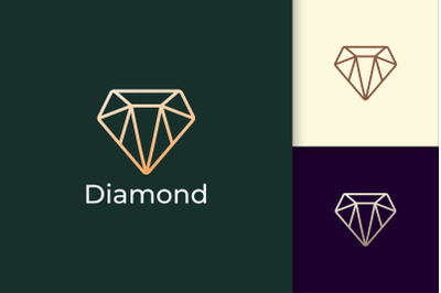 Luxury Gem Logo in Diamond Line Shape