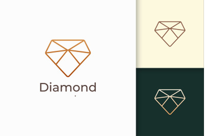 Luxury Gem Logo in Diamond Line Shape