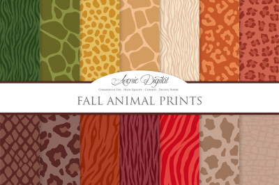 Fall Animal Prints Digital Paper - Vector Seamless Patterns
