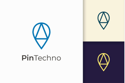 Pin Logo or Marker in Simple Line and Modern Shape Represent Map or Po