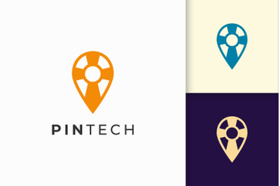 Pin or Point Logo in Simple Line and Modern Shape for Tech Company