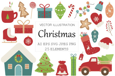 Christmas clipart. New Year elements. Christmas SVG. Winter