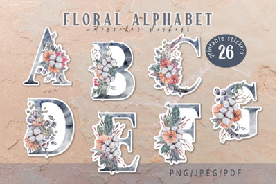 Christmas alphabet printable stickers