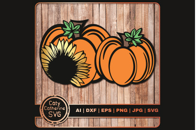 Pumpkin With Sunflower Fall Autumn SVG Cut File