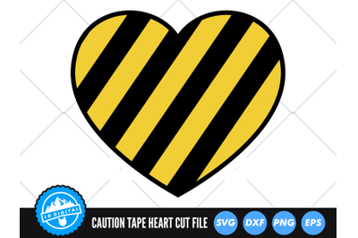 Caution Tape Heart SVG | Construction Heart Cut File