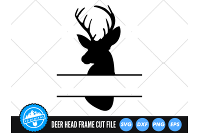 Deer Head Monogram SVG | Split Name Frame Deer Head Cut File