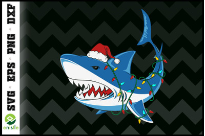 Christmas Shark Santa hat Xmas light