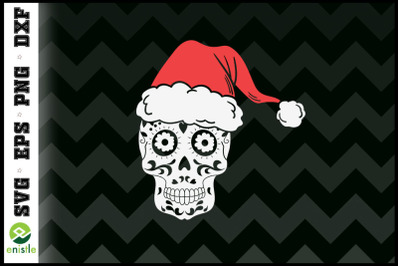Sugar skull Santa hat Funny Christmas