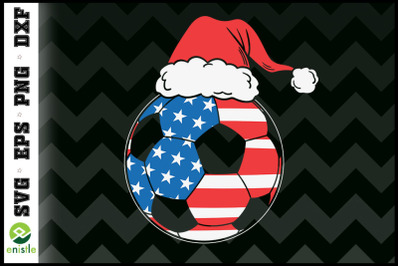 Soccer USA Flag Funny Ball Santa hat