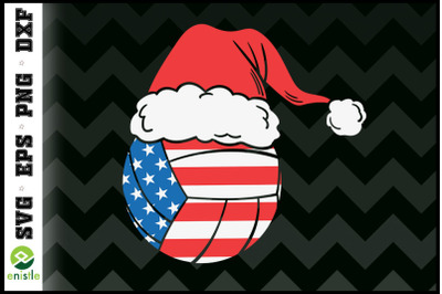 Volleyball USA Flag Funny Santa hat