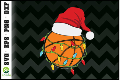 Basketball Christmas lights Santa hat