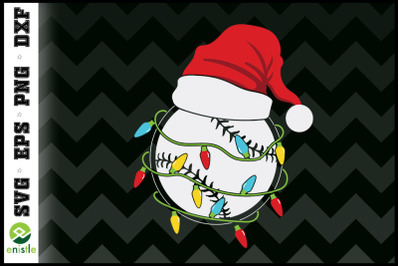 Baseball Christmas lights Santa hat