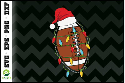 Football Christmas lights Santa hat