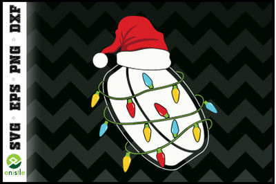 Hockey Puck Christmas lights Santa hat