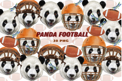 Panda clipart, football clipart, sports clipart, instant download