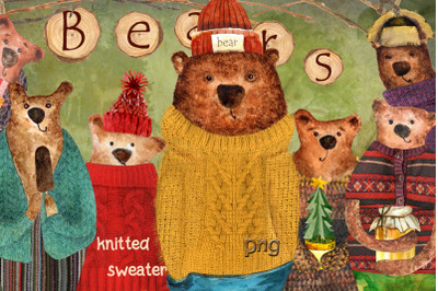 Cute bears watercolor illustration