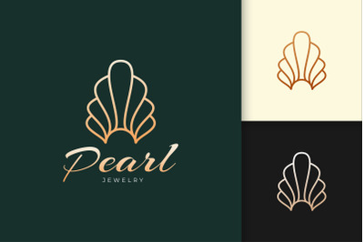 Pearl or Jewelry Logo in Luxury From Shell or Clam