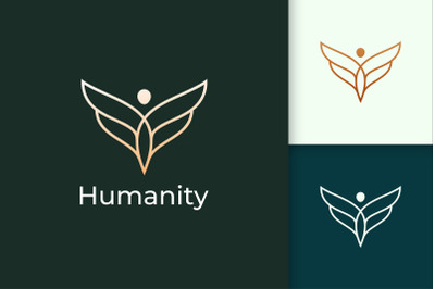 Freedom Logo in Human and Wing Represent Humanity or Peace