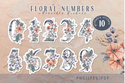 Floral printable number stickers for Cricut and Silhouette