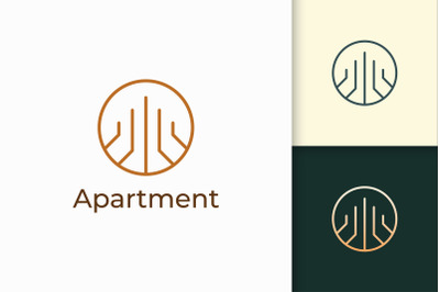Building or Apartment Logo in Simple Line Shape