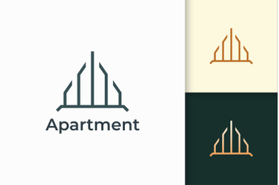 Building or Apartment Logo in Simple Line Shape