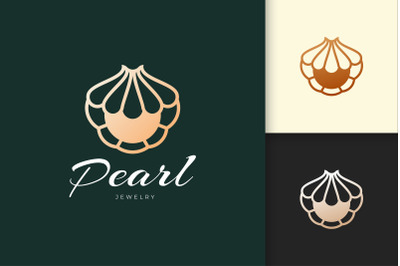 Shell or Clam Logo With Pearl Gem for Jewelry Brand
