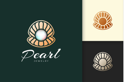 Luxury Shell or Clam Logo With Pearl Gem for Beauty Brand