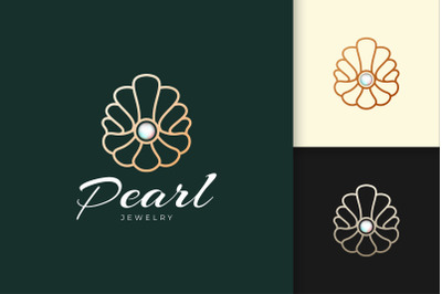 Luxury and High End Pearl Logo in Shell Shape