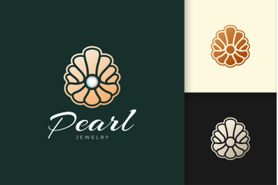 Luxury and High End Pearl Logo in Abstract Clam Shape