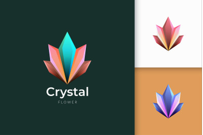 Crystal or Gem Logo With Shiny Colorful