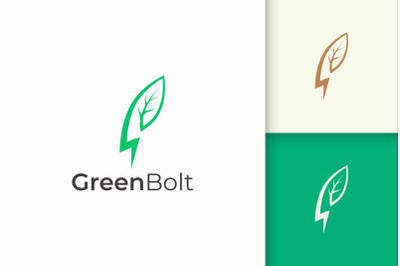 Plant and Lightning Logo in Simple and Modern Shape