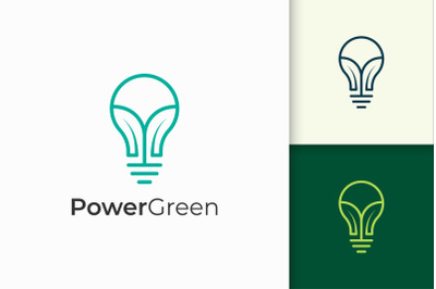 Modern Light Bulb and Leaf Logo Represent Nature