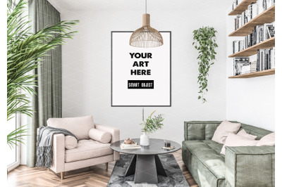 Interior scene artwork background frame mockup