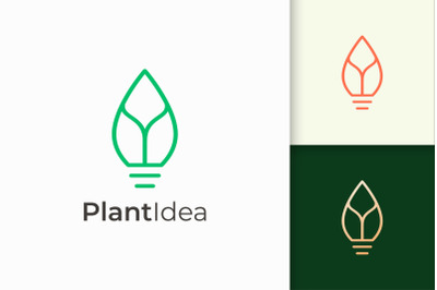 Light Bulb and Leaf Logo Represent Fresh Idea