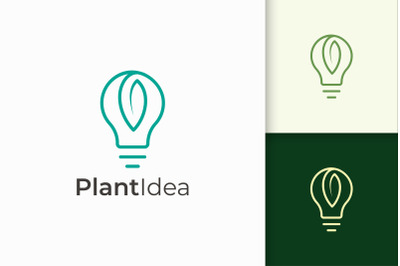 Light Bulb and Leaf Logo in Simple and Modern
