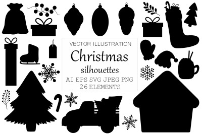 Christmas silhouettes. New Year silhouettes. Christmas SVG