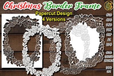 Christmas Frame SVG Clipart Cut File Set