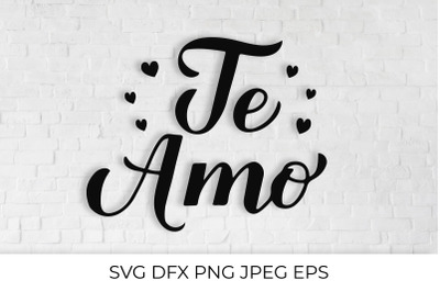 Te Amo calligraphy hand lettering. I Love You in Spanish